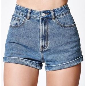 John Galt High Waisted Cuffed Mom Jean Shorts
